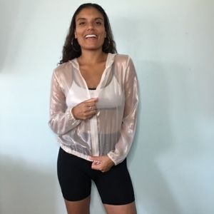Metallic Sheer Zip up Hoodie